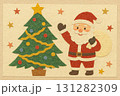 クリスマスツリー　サンタクロース　貼り絵調 131282309