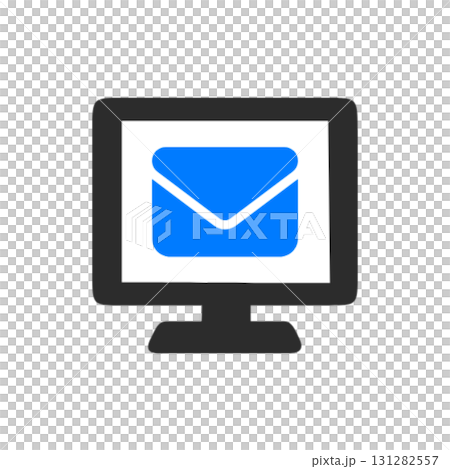 電腦螢幕上顯示的電子郵件通知圖標 電腦螢幕上顯示的電子郵件通知圖標 131282557