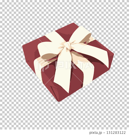 Christmas or birthday gift present box with white ribbon 131283122