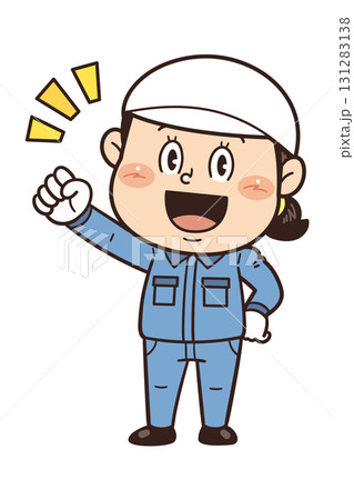 工場や現場で働く女性作業員が拳を握ってやる気を出しているイラスト|不安全行動・不安全状態・労働災害 工場や現場で働く女性作業員が拳を握ってやる気を出しているイラスト|不安全行動・不安全状態・労働災害 131283138
