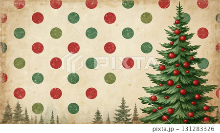 Vintage kraft paper background with random watercolor red and green polka dots background Vintage kraft paper background with random watercolor red and green polka dots background 131283326
