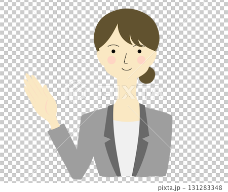 案内する女性　低めおだんご 131283348