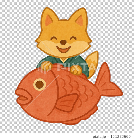【正月】鯛とキツネのイラスト 131283660