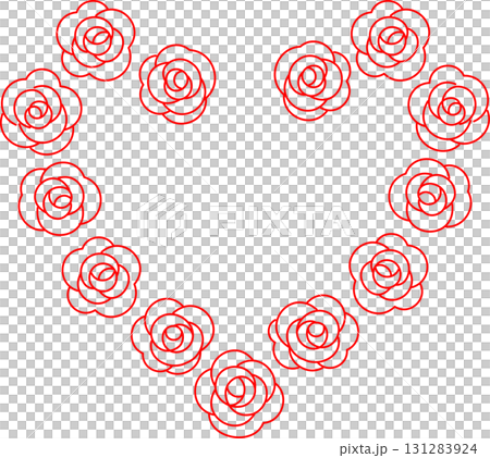 赤いバラのアウトラインで描かれたハート 赤いバラのアウトラインで描かれたハート 131283924