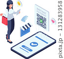 Isometric Happy Customer use QR Payment for Instant Transactions 131283958