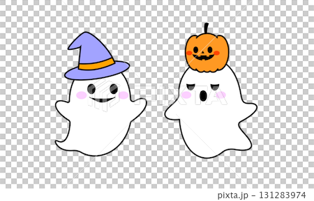 萬聖節裝扮的可愛幽靈的插圖素材 131283974