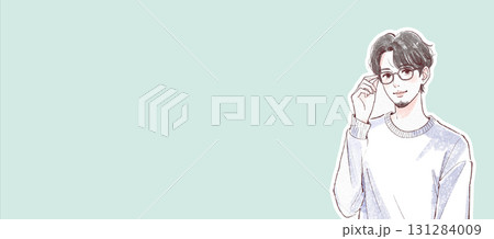 水彩画・手描き風の男性・男の子イラスト素材 131284009
