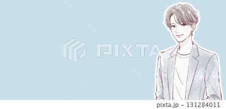 水彩画・手描き風の男性・男の子イラスト素材 131284011