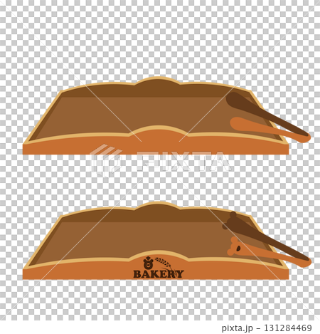 麵包店使用的木製托盤和夾子以及熊夾的插圖 131284469