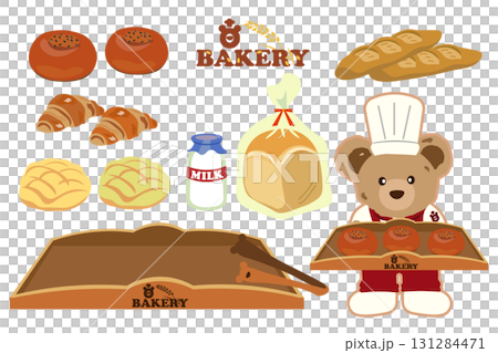Assorted set of stuffed bear bakery items 131284471