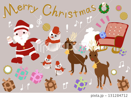 真珠を見つけて嬉しくなってはしゃぐサンタ　クリスマスイラスト 131284712