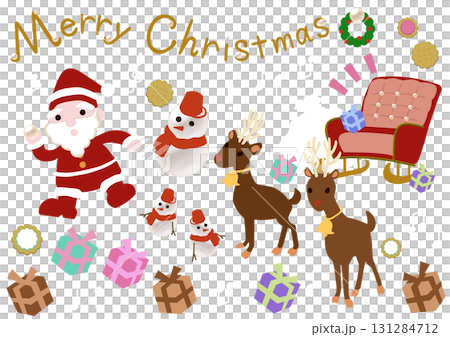 聖誕老公公找到一顆珍珠後興奮又高興。聖誕插畫 131284712