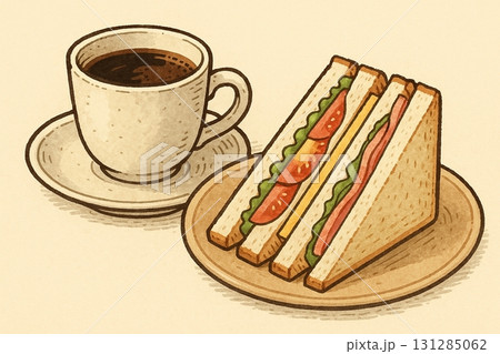 コーヒーとサンドイッチ コーヒーとサンドイッチ 131285062