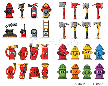 Set of Firefighter character cartoon design 131285440