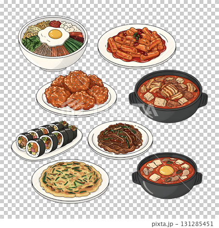 Korean Food illustration Set. Korean Food illustration Set. 131285451