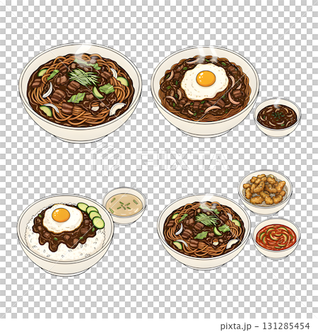 Jajangmyeon food collection set. Korean Food. Illustration design. 131285454