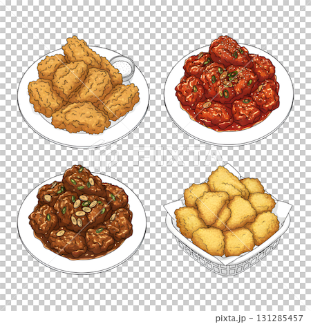 Korean fried chicken food collection set. Korean Food. Illustration design. 131285457