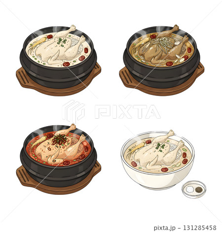 Samgyetang food collection set. Korean Food. Illustration design. 131285458