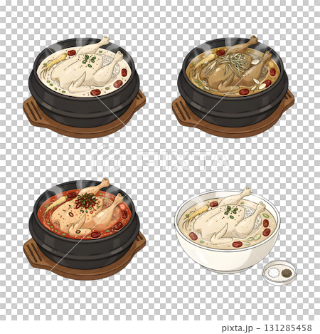 Samgyetang food collection set. Korean Food. Illustration design. 131285458