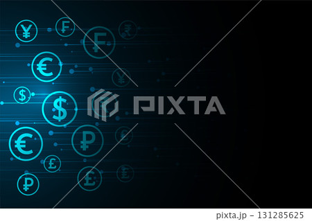 collection of digital currency sign background with text space 131285625