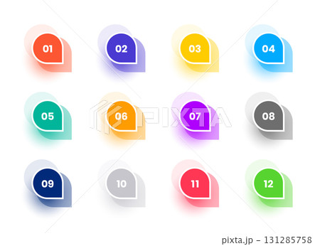 colorful 3d bullet points number elements in pack 131285758