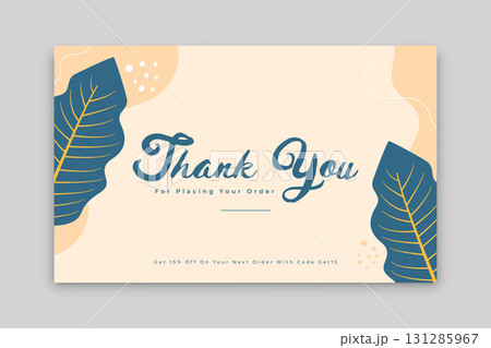 elegant thank you for order template with leaves design 131285967
