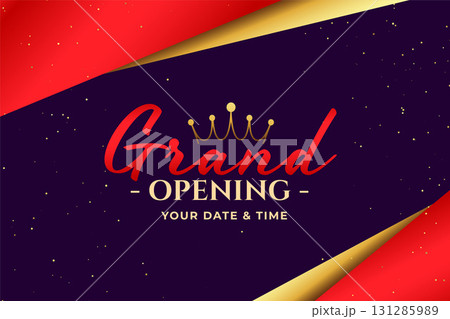 eye catching grand opening occasion poster with golden crown design eye catching grand opening occasion poster with golden crown design 131285989