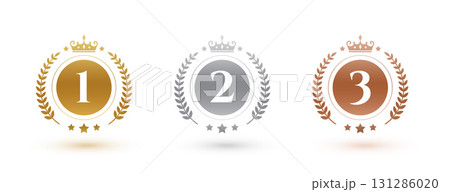 first, second and third place number badge in set first, second and third place number badge in set 131286020