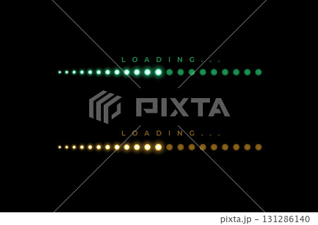 glowing neon dotted loading process bar dark background 131286140