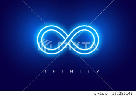 glowing neon endless infinity curve sign background glowing neon endless infinity curve sign background 131286142