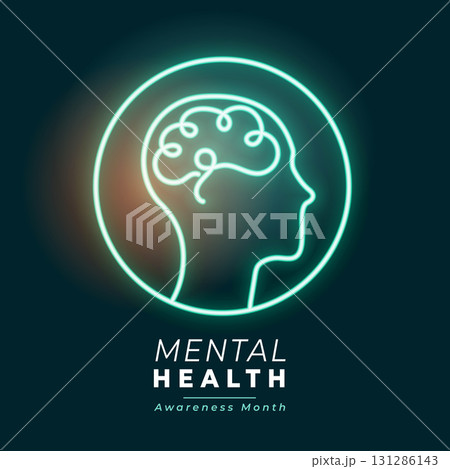 glowing neon human head mental health campaign poster glowing neon human head mental health campaign poster 131286143