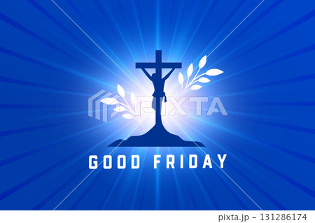 good friday crucifixion blue background with leaves design good friday crucifixion blue background with leaves design 131286174