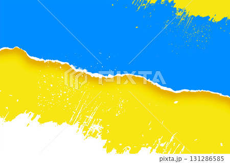 grungy style torn paper sheet background with ink splatter effect 131286585