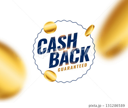 guaranteed cashback service offer background with golden coin 131286589