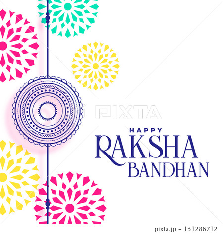 happy raksha bandhan wishes background with colorful rangoli 131286712