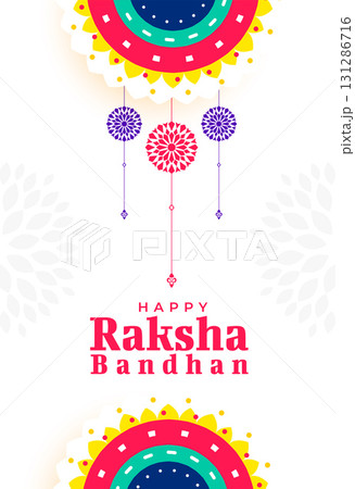 happy raksha bandhan wishes card with rangoli design 131286716