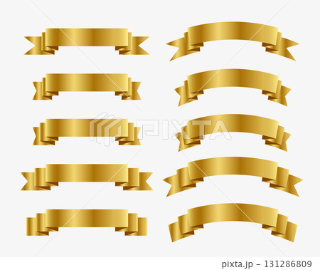 isolated golden ribbon banner in set 131286809
