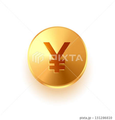 isolated japanese money yen golden coin in 3d style isolated japanese money yen golden coin in 3d style 131286810