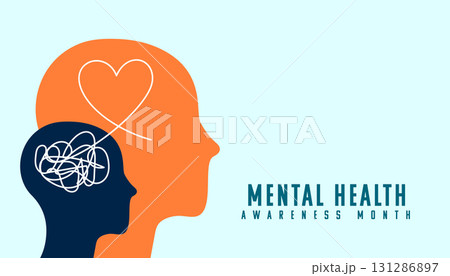 mental health awareness poster with human head 131286897