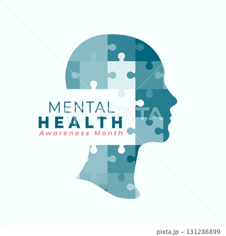 mental health campaign background with puzzle head 131286899