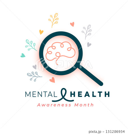 mental health wellness background with magnify design 131286934