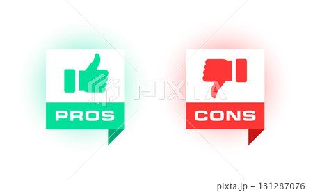 modern style pros and cons sign sticker design 131287076