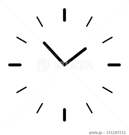 Minimal illustration of analog clock with black hands and marks on white background, simple line art design symbolizing time, schedule, deadline, punctuality, daily routine, lifestyle, accuracy Minimal illustration of analog clock with black hands and marks on white background, simple line art design symbolizing time, schedule, deadline, punctuality, daily routine, lifestyle, accuracy 131287212