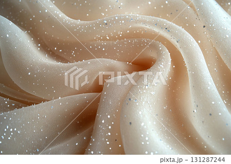 Attract premium clients. Bridal tulle fabric with crystal embellishments on a white background. 131287244