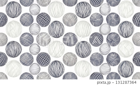 Seamless pattern of hand-drawn crosshatch circles in different soft pastel colors background  131287364