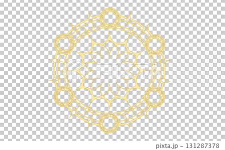 閃耀魔法陣,魔法師形像素材。金色風格。 閃耀魔法陣,魔法師形像素材。金色風格。 131287378
