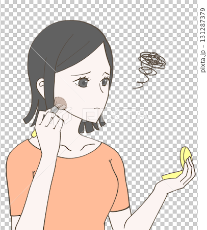 一位女士用化妝鏡化妝 131287379