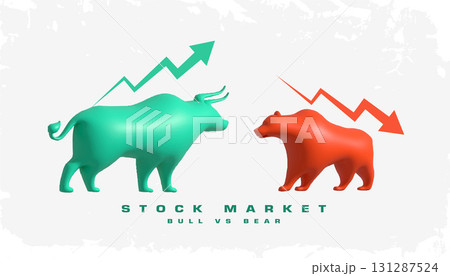 3d bull vs bear stock market volatility background 3d bull vs bear stock market volatility background 131287524