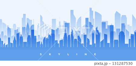 blue urban skyline building dense downtown silhouette blue urban skyline building dense downtown silhouette 131287530