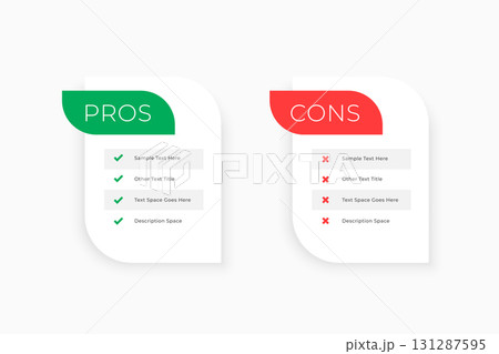 pros and cons compare list design 131287595